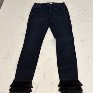 Frame Denim Black Fringe Ankle Jeans